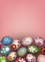 Easter eggs on pink background