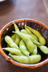 Japanese cuisine edamame bean (boiled green soy beans)