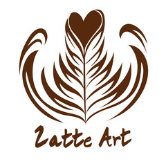 Fototapeta na wymiar Heart Rosetta Coffee Latte art Logo, Icon, Symbol with white background