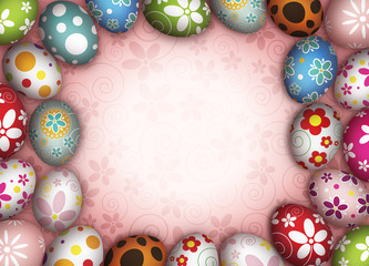 Easter eggs on pink background