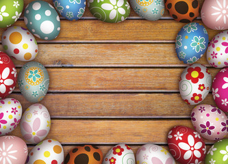 Easter eggs on wooden background