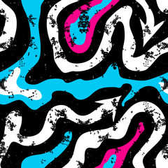 Graffiti bright psychedelic seamless pattern on a black background vector illustration