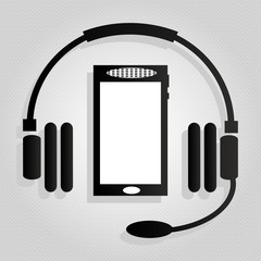 monochrome headset and the phone icon vector illustration