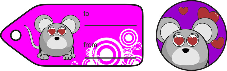 cute mouse ball expression cartoon giftcard in vector format