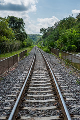 Fototapeta na wymiar railroad transport at countryside, saraburi-thailand