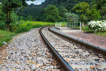 Fototapeta premium railroad transport at countryside, saraburi-thailand
