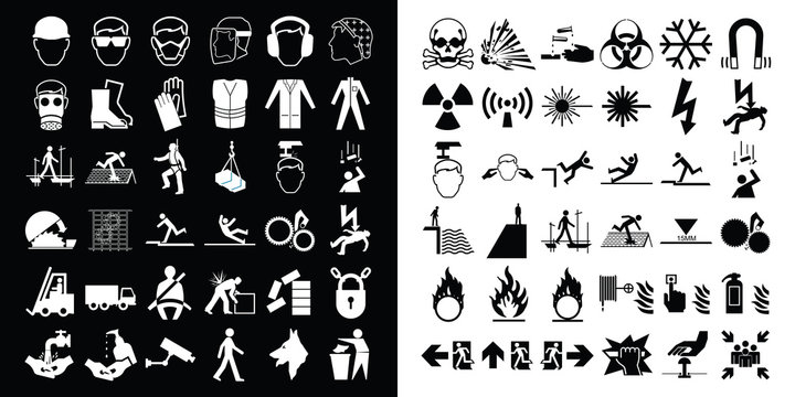 Construction and hazard warning icon collection