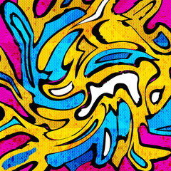 Fototapety  kolorowy abstrakcyjny wzór graffiti na czarnym tle