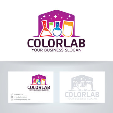 Color lab vector logo with business card template