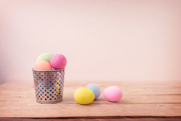 Vintage pastel Easter eggs. rose quartz color filter