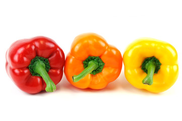 colorful peppers isolated on white background