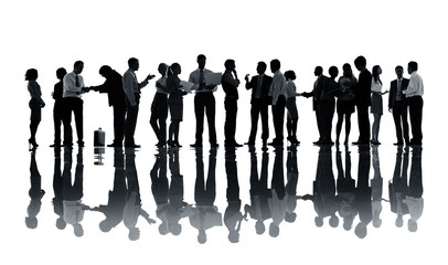 Silhouettes of Business People Working Concept