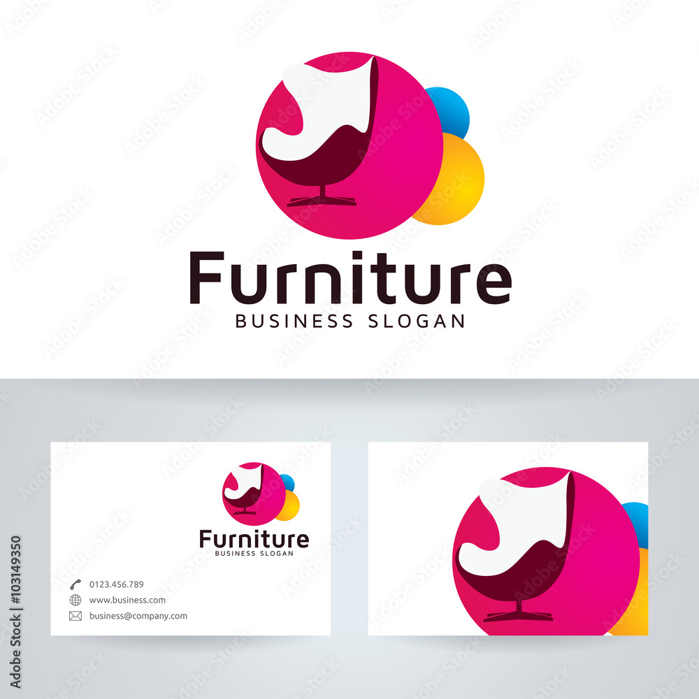 Wall mural furniture vector logo with business card template