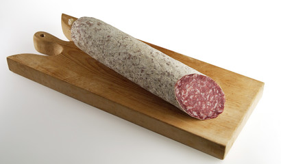 Salami cut on Cutting board