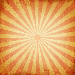 Vintage background of red sunray with retro canvas texture