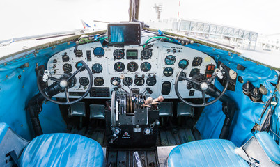 Cockpit of retro plane