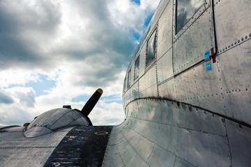 Wing view of vintage aircraft