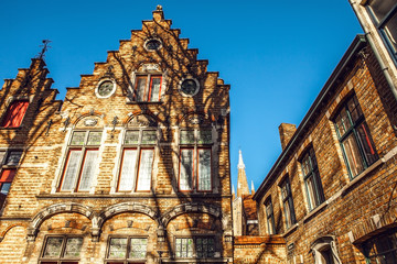 Fototapeta na wymiar Ancient building of medieval Brugge, Belgium.