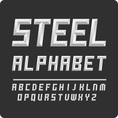 Set of letters. Vector alphabet steel color.