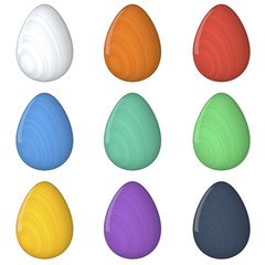 Easter egg Set. Painted. 3D object. Render. Easter Holiday.
