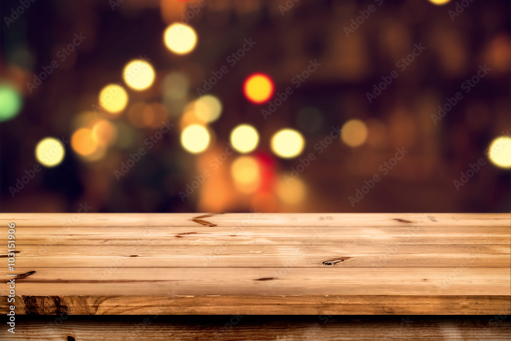 Canvas Prints empty wooden table for product placement or montage with focus to the table top, blurred bokeh backg