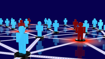 Social network with blue guys and red guys posing as threats clo