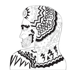 Hand drawn girl's giant - art vector illustration