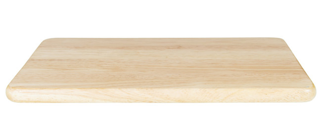 Bamboo chopping board isolated on white background