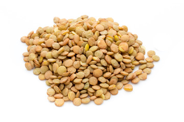  Lentils isolated on white background.Macro shot