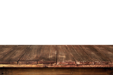 Empty old wooden table for product placement or montage with focus to the table top in the...