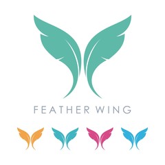 Fototapeta na wymiar Wings Logo, Two Feather Wings Design Vector Logo Template
