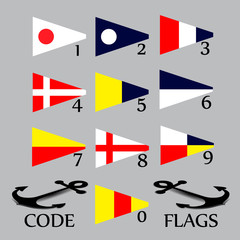 Complete set of Nautical flags for numbers © agentpe