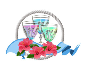 ハイビスカスとカクテル