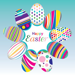 Easter day for egg isolated on vector design. Colorful graphic pattern for eggs on white and green background.