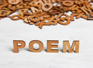 Word Poem made with wooden letters