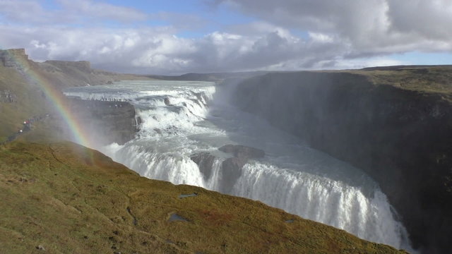 Gullfoss Waterfall with rainbow in Iceland