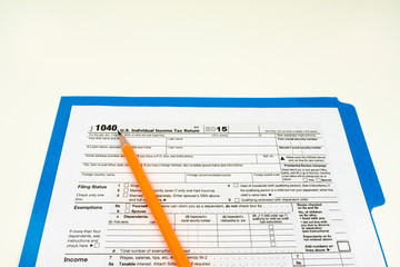 Obraz premium Tax Form 1040, Tax Form Details with Light Background