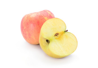 red apples with a half isolated on white background