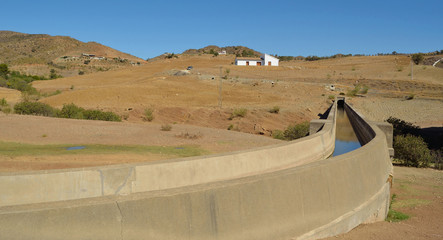 Aqueduct  in irrigation system,  water  for farms and crops.