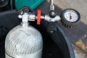 firefighter oxygen tank