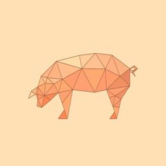 Illustration of flat origami pig