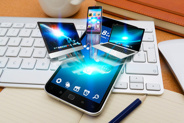 Modern mobile phone connecting tech devices