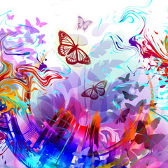 цветочный фон с бабочками