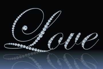 Stylized text Love made of diamonds. Concept for wedding, celebration, valentine's day. Vector, eps 10  - 103160964