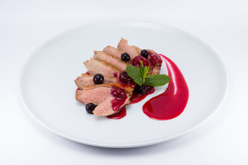 Roasted duck breast with cranberry sauce
