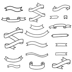 Hand drawn Ribbons,banner collection