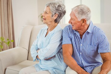 Senior couple upset with each other
