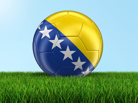Soccer football with Bosnia and Herzegovina flag. Image with clipping path