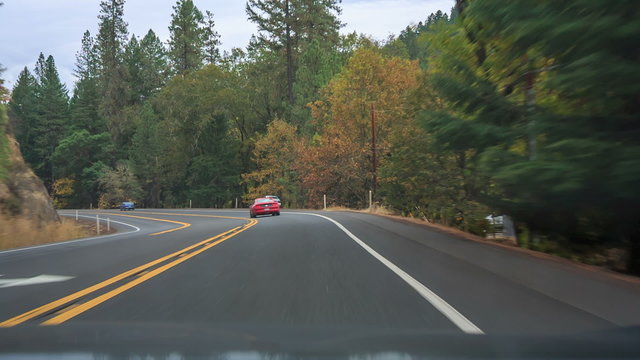 Road trip, by car on the roads of Oregon 