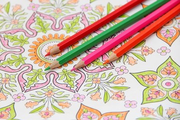 Colored pencils and drawing